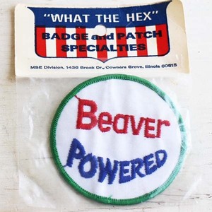 デッドストック★ビンテージ Beaver POWERED パッチ★ワッペン B オールド 袋入り