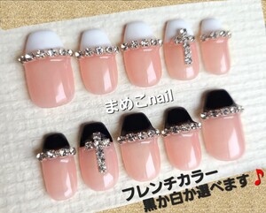 十字架×ワンホン ジェルネイルチップ 透け感