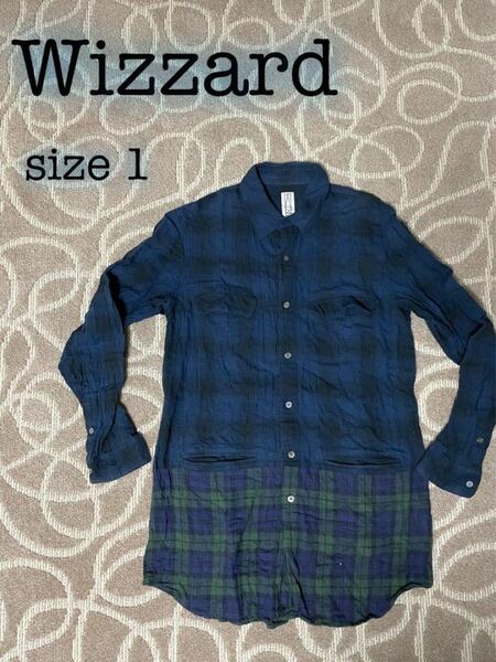 Wizzard／チェック柄 切り替えロングシャツ size1