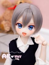 【AK*doll】DDH-01 カスタムヘッド 開口 SWセミホワイト リテイク品 デカールアイ付き_画像2