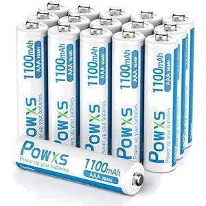 ★サイズ:単四電池16本★ POWXS 単四形充電池 充電式電池 高容量1100mAh 約1500回使用可能 ケース4個付き 16本入り 低自己放電 液漏れ防止