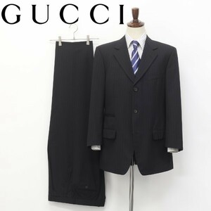 ◆GUCCI/グッチ ストライプ柄 3B シングル スーツ ブラック系 50