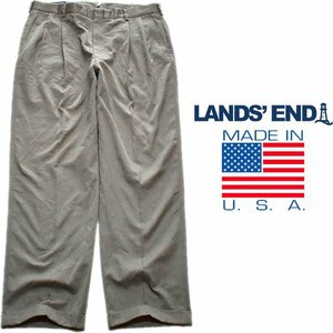 1 point thing *USA made Ran z end 2 tuck wide pants / chinos old clothes men's 36XL lady's OK American Casual 90s Street hem double tea gray used 993341