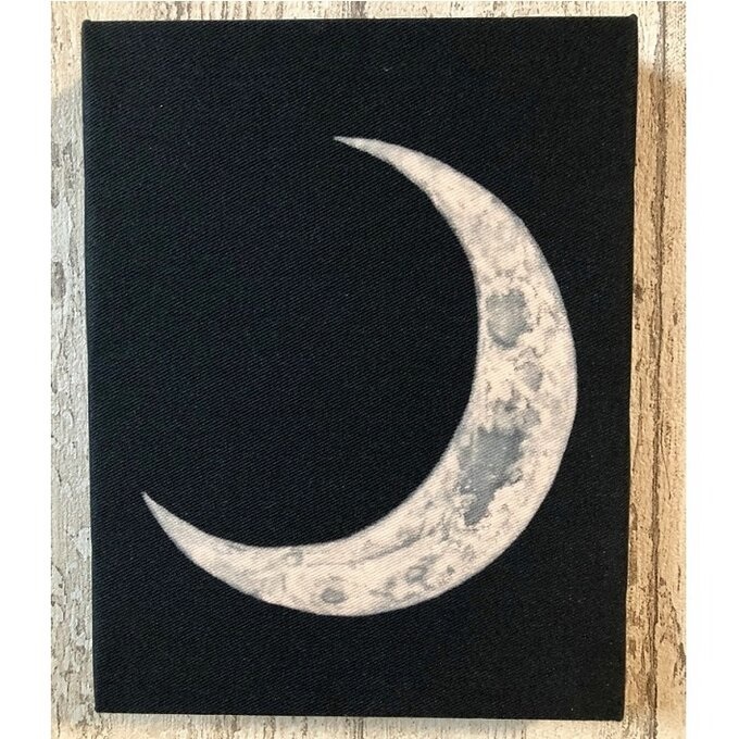 Arte de gato estrellado, pintura de luna creciente, Panel de madera de reproducción F0, 18cm x 14cm, espesor 2cm 007, Obra de arte, Cuadro, acrílico, Tajo