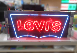  coming to a store pickup limitation Levis/ Levi's illumination signboard neon store furniture display for sales promotion lighting outdoors width 90× depth 21× height 40cm Sapporo city Kiyoshi rice field district 