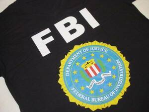 ◆ FBIのエンブレム（大型SEAL）とロゴ入りのTシャツ 半袖 黒（ブラック）アメリカ合衆国連邦捜査局 ◆
