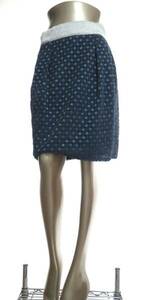  two point successful bid free shipping! S069 unused SHIPS Ships blue knee height skirt lady's bottoms S blue 