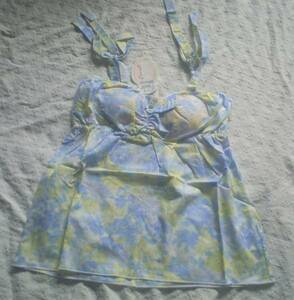 * Afternoon Tea ko Koo ni -stroke blue floral print camisole M new goods *