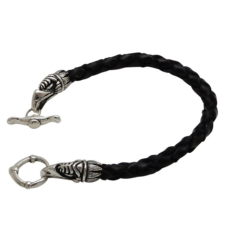 Bracelet en cuir pour hommes, argent 925, aigle, bracelet en argent, fait à la main, joli cordon BG001, bracelet, bracelet, bracelet, cuir