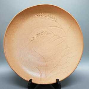 Ko 06) Hagiyaki большая тарелка круглая пластина φ около 34㎝ неиспользованный новый новый приветственный пакет
