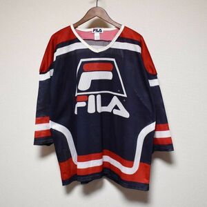  filler FILA 90s long sleeve mesh hockey jersey shirt gran to Hill USA made 