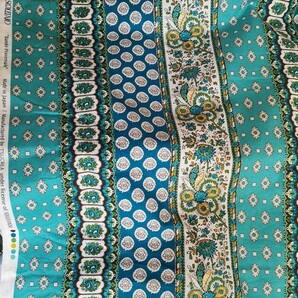 ソレイアード プロバンス ボーダー 生地 シーチング ターコイズ 110×52