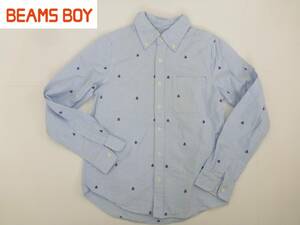 BEAMS BOY（ビームス ボーイ） ★　水色×紺刺繍　長袖　ブラウス　シャツ　M相当