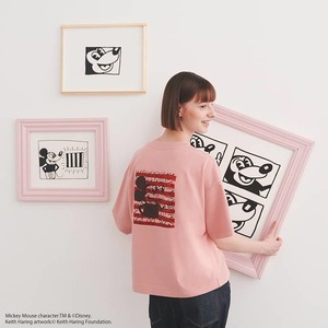 【送料無料】新品★ミッキーマウス×キース・へリング★Sのオーバーサイズ Tシャツ●ピンク●KEITH HARING/ユニクロ●