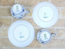 1円〜!! Royal Copenhagen/ロイヤル コペンハーゲン ブルーフルーテッド ハーフレース カップ＆ソーサー 2客セット 【5057y】_画像7