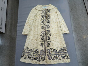 【02-2565】PRADA プラダ シルク 100％ コート サイズ40 装飾 刺繍 ビジュー スプリングコート