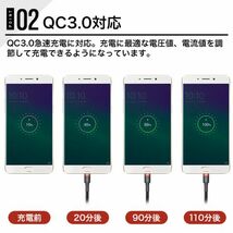 Micro USB ケーブル 2m両面差し込み可過充電防止ナイロン編みQC3.0対応【自動的に電流を遮断】＆急速充電ケーブル 高耐久性データケーブル_画像6