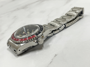 カスタム腕時計 GMT ビンテージ ノンデイト 機械式 リベット ブレスレット 3針 自動巻き [アンティーク オールド コーク デザイン]
