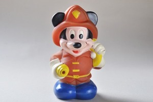●ビンテージ　ミッキーマウス　ソフビ人形　消防士　arco社製　ディズニー