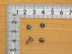 カシメ小両面足長 アンティーク 頭6mm 足9mm 100個セット 金具屋