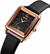 腕時計 レディース スクエア 小型 防水 革ベルト シンプル アナログ 時計 women 黒_画像3