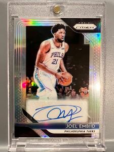 激レア Silver Prizm Auto 18-19 Panini Joel Embiid ジョエル・エンビード NBA 直筆 プリズム サイン 76ers ユニフォーム バスケ All-star