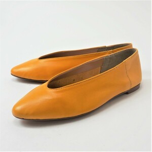  half-price pumps 23.0cm yellow leather original leather new goods unused Flat .... outlet Spain made 4804649