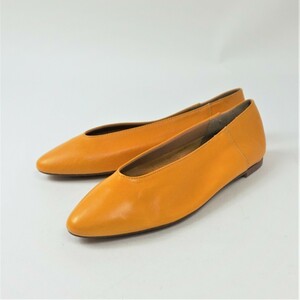  half-price EBL. original leather flat shoes yellow 24.5cm new goods unused Spain made outlet ....4804657