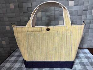 ハンドメイド ミニトートバッグ ミニトートショルダー 遠州綿紬