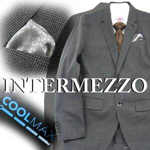 新品 INTERMEZZO × COOLMAX 春夏 【清涼 ジャケット】 グレンチェック S グレー 黒 ★321324 クールマックス インターメッツォ