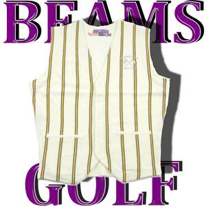 新品 ビームスゴルフ 秋冬 【ニットベスト】 ジレ ホワイト M ★330004 BEAMS GOLF パープルレーベル