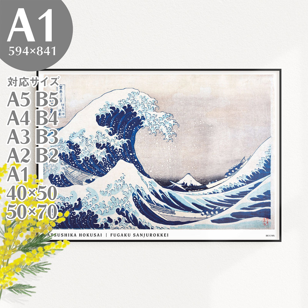 BROOMIN Art Poster Katsushika Hokusai Thirty-six Views of Mount Fuji The Great Wave off Kanagawa Japanese Modern Ukiyo-e Poster Extra Large A1 594 x 841mm AP041, Printed materials, Poster, others