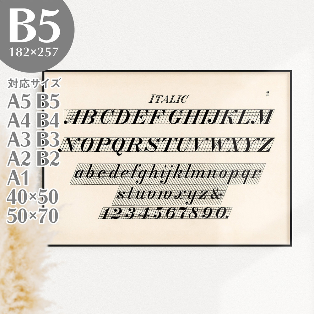 BROOMIN Art Poster Typographie Alphabet Anglais Élégant Vintage Rétro Antique B5 182×257mm AP086, imprimé, affiche, autres
