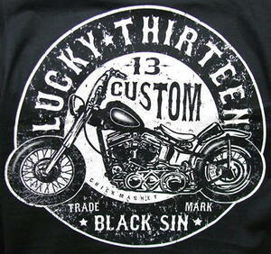 ★ラッキー13 Tシャツ LUCKY13 Black Sin 黒M,新品 harley biker chopper