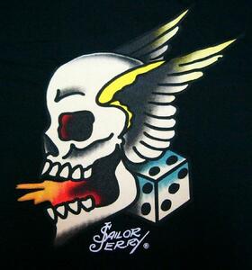 ★セーラー ジェリー Tシャツ Sailor Jerry Skull & Dice - M 正規品 刺青 tattoo