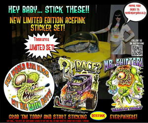 ★エース フィンク ステッカー ACEFINK Sticker ジョニー エース Johnny Ace Studios RAT FINK Ed Roth 50s hot rod skull punk mooneyes