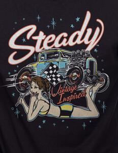 ★ステディ クロージング Tシャツ Steady Final Lap - 黒L 新品 ホット ロッド hot rod pinup varga girl lucky13 mooneyes