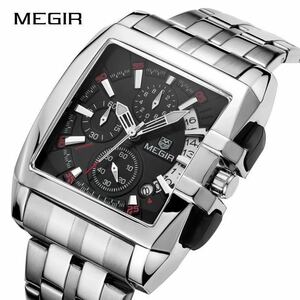  ◆ 1円 Megir メンズ 高級腕時計 ビジネス ステンレス鋼 クォーツ腕時計 男性 レロジオ メンズウォッチ masculino ケース付 1310