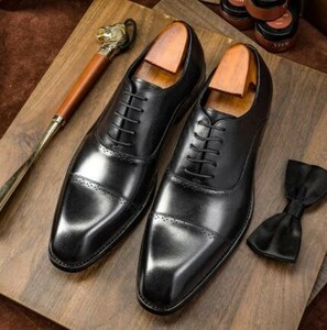 【26.5cm】QD182-703B新品メンズ 本革 ビジネスシューズ 内羽根 高品質 ブローグシューズ 華やかなスタイル 高級紳士靴