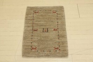 一点物 イラン産 ZOLLANVARI ゾランヴァリ ギャッベ アマレ 絨毯 ラグ カーペット 90×60cm ギャベ 手織り マット リビング 玄関（A）