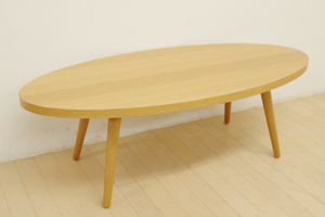 北欧 デンマーク製 オーク材 センターテーブル オーバル型 リビング コーヒーテーブル 座卓 机 楕円 飾り台 ナチュラル シンプル カフェ