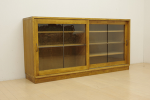 a.depecheatepeshu Vintage manner sideboard low cabinet slide door storage shelves car Be old material manner living 