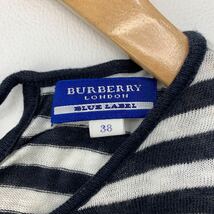 バーバリー ブルーレーベル ☆ BURBERRY ノースリーブ デザイン シャツ ネイビー ホワイト ボーダー 38 春夏 リラックススタイル♪■N156_画像7