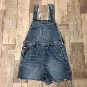 古着屋購入 ハーフ ゆったりオーバーオール サロペット デニム M