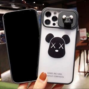 【大人気☆】iPhone13Pro カウズ ブラック 韓国 カバー スマホケース