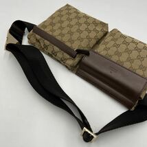 1円 ■極美品■ GUCCI グッチ 28566 GGキャンバス ボディバッグ ウエストポーチ ウエストバッグ レディース メンズ 正規品_画像9