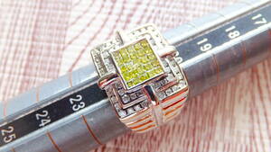 JPM 14金 ホワイトゴールド 14K WG #21～21.5号 ダイヤモンドリング 指輪 カナリーダイヤモンド