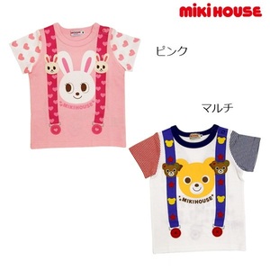  prompt decision![ Miki House ] new goods unused!mikihouse 110cm 105cm~115cm... suspenders print short sleeves T-shirt Kids girl color : pink 