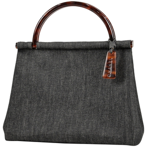 شانيل شانيل ديمي نمط مقبض حقيبة يد Logo Charm Coco Mark Handbag Denim Black Ladies [مستعمل], شانيل, حقيبة, حقيبة, حقيبة يد