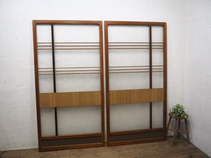 taD0061*(1)[H176cm×W90,5cm]×2 листов * Showa Retro . дизайн стекло. старый из дерева раздвижная дверь * старый двери стекло дверь рама старый дом в японском стиле воспроизведение . материал б/у жилье L сосна 